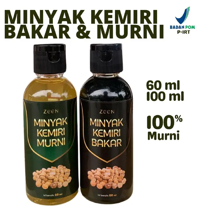 Minyak Kemiri Murni dan Bakar Organik Netto 100 Ml & 60 Ml Nutrisi Rambut Haircare Perawatan minyak kemiri kemiri bakar 0