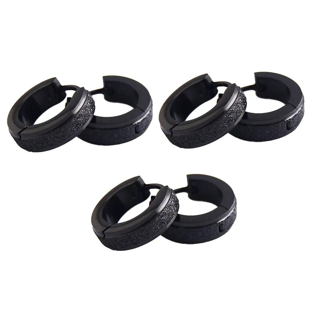 3 Pairs Cross Earrings for Men Ear Decorations Hinged Hoops Exquisite Pendants Electroplating Rock Frosted Scrub Piercing Gifts