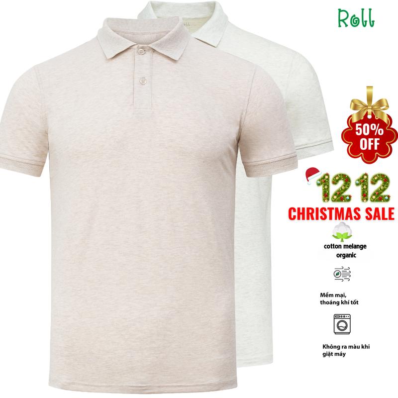  Roll Áo Polo Nam Roll Vải Cotton Melange Organic Màu Kem Mềm Mại Lành Tính Bền Màu Không Bai Xù Form Chuẩn Dễ Mặc Trẻ Trung Menswear Ngắn Tay Có Cổ Shirt Cộc Tay 