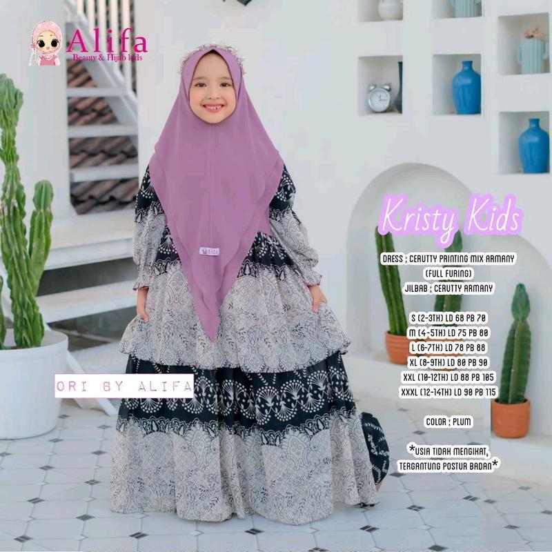 GAMIS ANAK USIA 4-14th MEGA BINTANG KIDS FREE JILBAB ORIGINAL ALIFA Syari 2