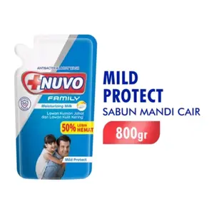 Nuvo Family Sabun Mandi Cair Mild Protect Biru Kemasan Baru Pouch 800gr Bodywash