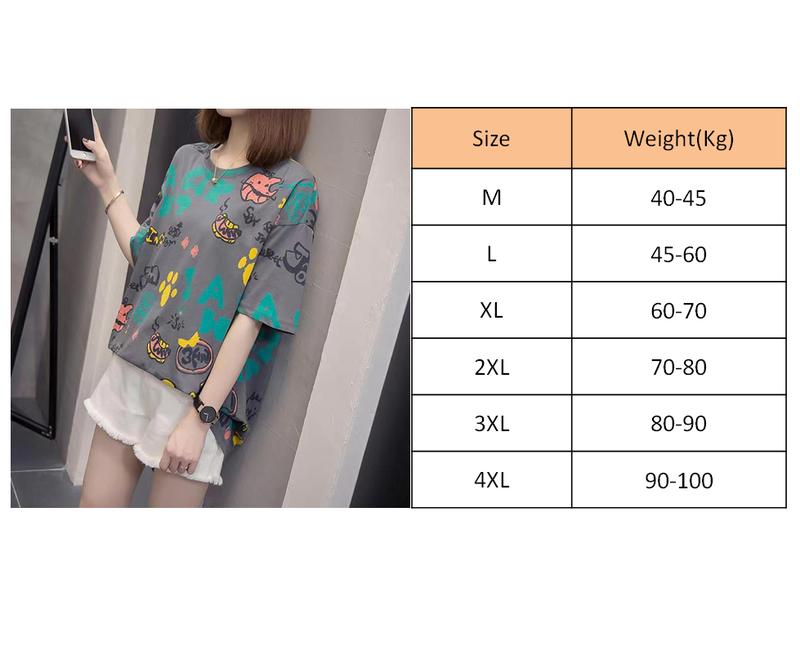 Product Introduction of New pure cotton printed short sleeved T-shirt for chubby girl in summer, loose and shaping with a belly covering top Womenswear Lingerie 0
