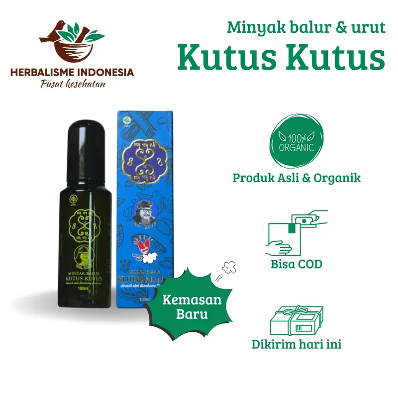 Minyak Kutus Kutus - Minyak Balur / Minyak Urut Herbal Organik Tamba Waras 100ml - Bantu Meredakan Gatal dan Nyeri 0