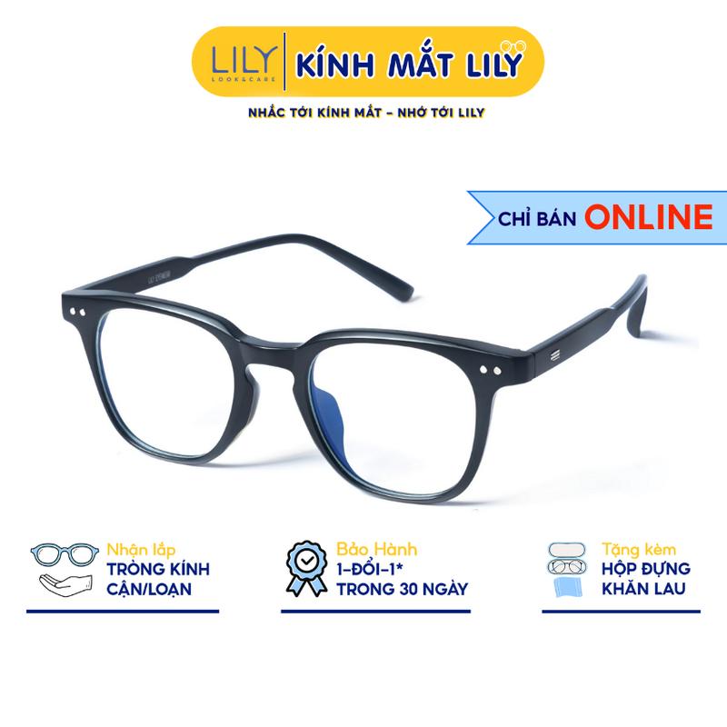 636 - Kính cận nam Lily Eyewear chất liệu nhựa cứng cáp mắt vuông chống ánh sáng xanh giả cận thời trang LUTTO