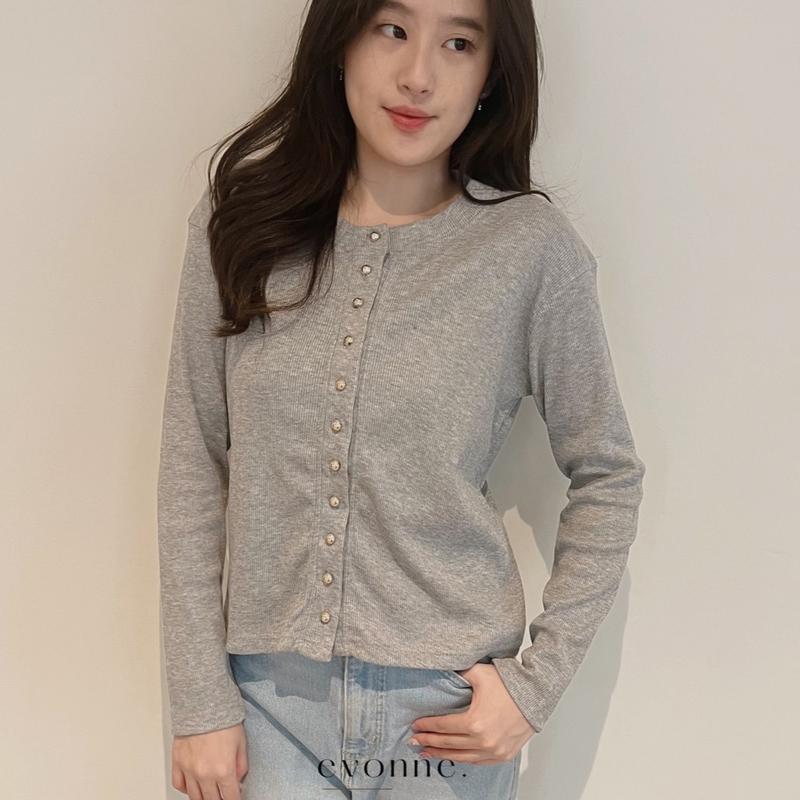 EVONNE JiWonTop - Atasan Wanita Long Sleeve - Baju Lengan Panjang Wanita Knit Top Blouse  Soft Knitwear Lembut Tangan outer blouse bajuk ekin 3