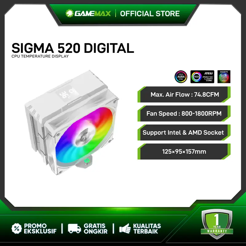 GameMax Sigma 520 Digital Tower CPU Air Cooler 1
