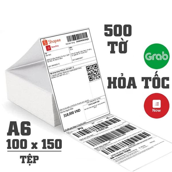 Giấy in nhiệt A6, in Tem Vận Chuyển, in Vận đơn sàn TMDT ( Xấp 500 Tờ 100X150)