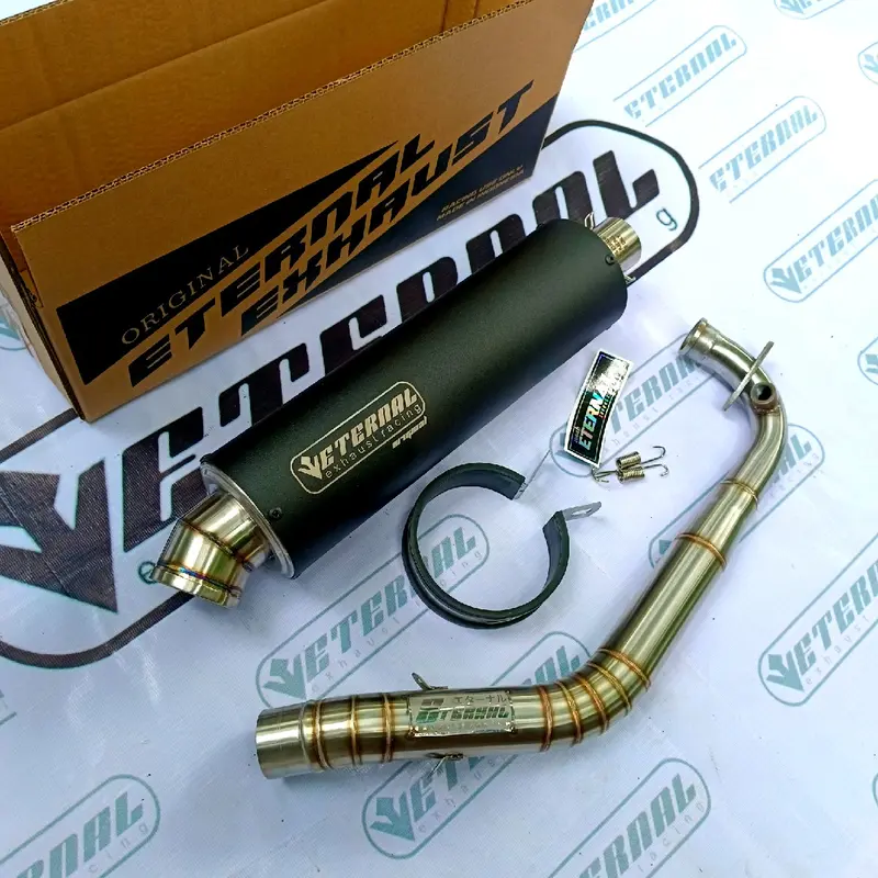 knalpot racing eternal exhaust full system untuk motor matic Vario 125/150 160 aerox new nmax new aerox old nmax old PCX adv eternal exhaust black coatting Motorcycle Tempat 2
