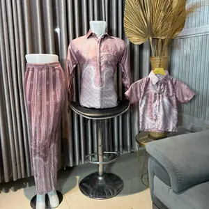 Aywears• Batik couple / Kemeja batik couple arka rosegold dan kemeja batik anak rok prisket