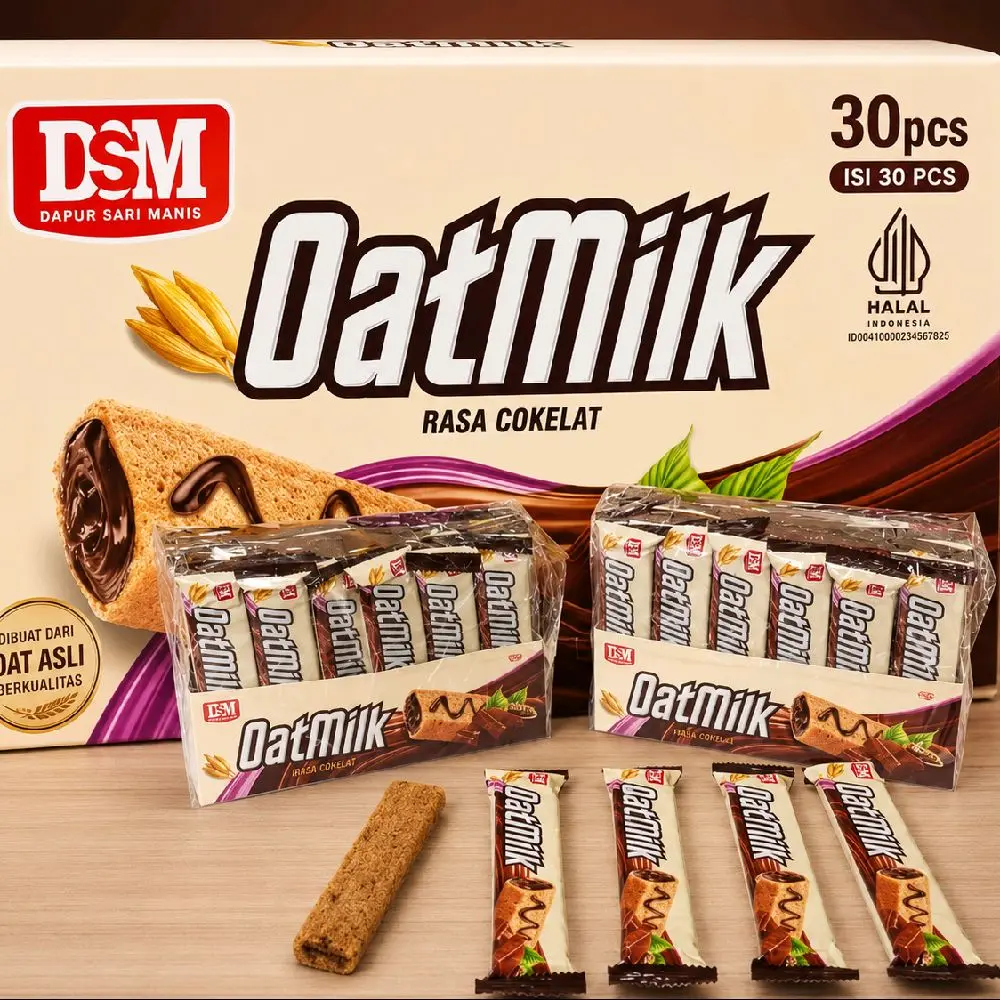 OatMilk Rasa Cokelat Viral! Snack Oat Renyah Isi 30pcs, Cocok Buat Teman Santai
