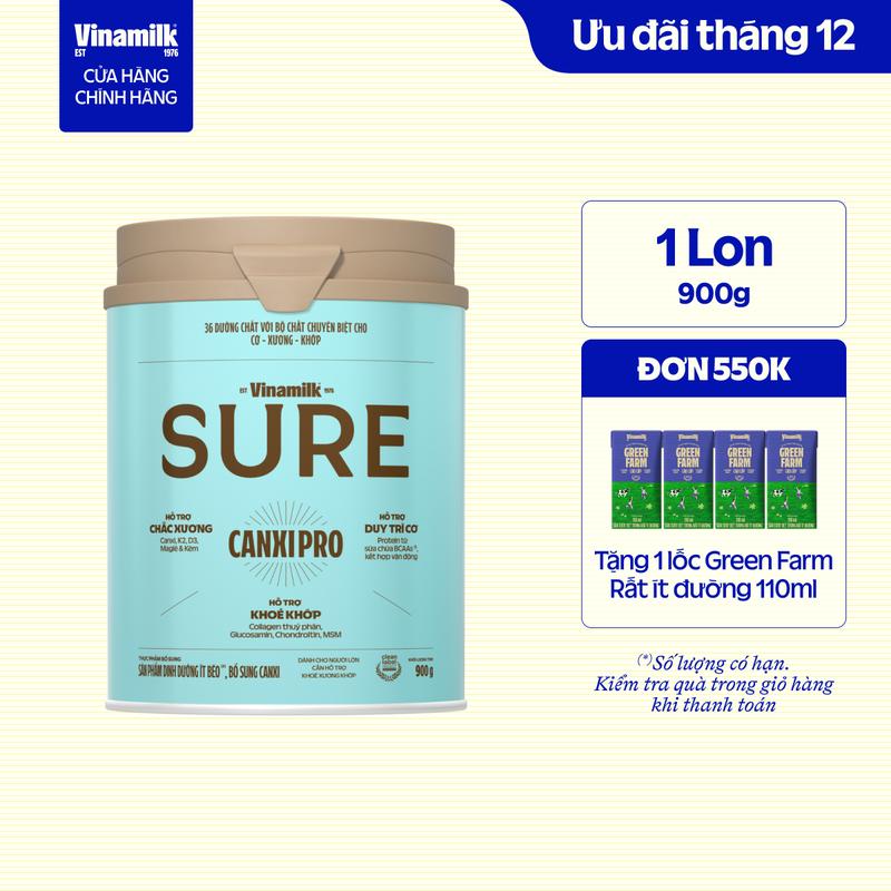  Sữa Bột Vinamilk Sure Canxi Pro - Hộp thiếc 900g 
