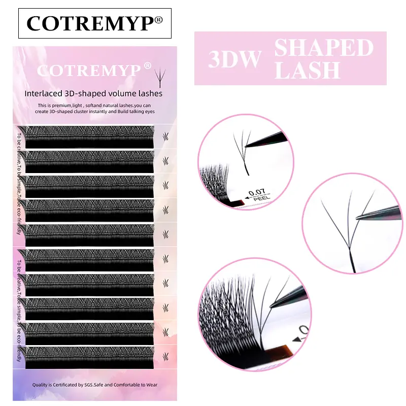 Cotremyp 3D false eyelashes, soft, natural looking, W shape, flower Eyelash Extensions Makeup