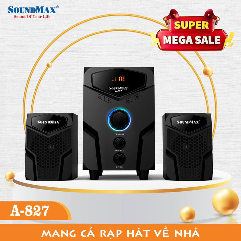 Loa máy tính hỗ trợ bluetooth có đèn LED nút xoay SoundMax A-827 | A827 - Loa Nghe Nhạc