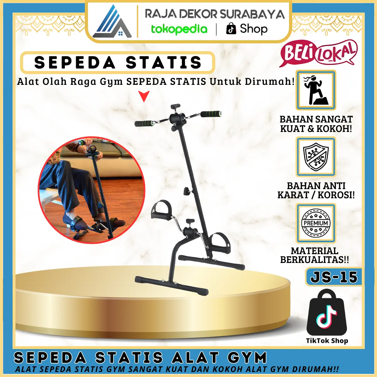 RajaDekor - Alat Olahraga Sepeda Statis Cocok untuk Terapi Kaki dan Tangan Alat Rehabilitasi Lansia Bisa Cod