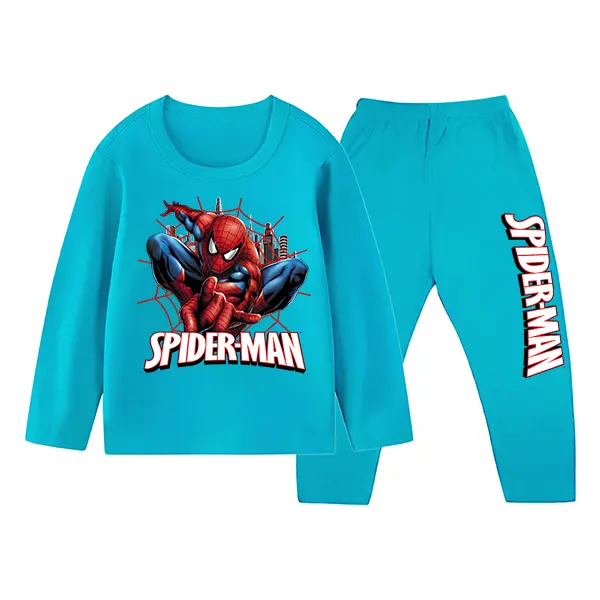 Setelan Baju Tidur Anak Gambar Spiderman Piyama Ukuran 1 Sampai 10 Tahun Polyester Soft laki 7–10 Laki-Laki Lengan Perempuan Cotton 1