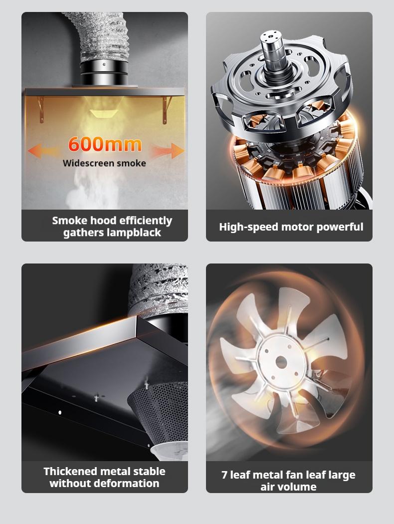 Product Introduction of Wall range hood simple high suction exhaust fan set for Kitchen 13