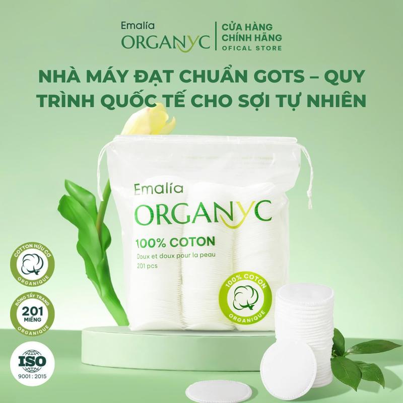 {LINK GỘP} Bông Tẩy Trang Emalia Organyc Cotton Tự Nhiên Mềm Mại Êm Dịu - 1 Gói 201 Miếng Giúp Tẩy Trang Điểm và Làm Đẹp Da hiệu quả của bộ Mỹ Phẩm BTT