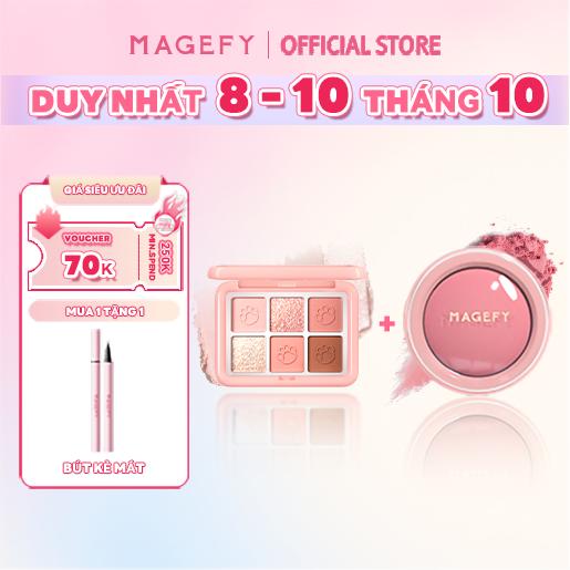 Combo Phấn Mắt + Phấn Má Hồng Đa Năng Trang Điểm Tự Nhiên Lâu Trôi, Mịn Lì Chuẩn Màu