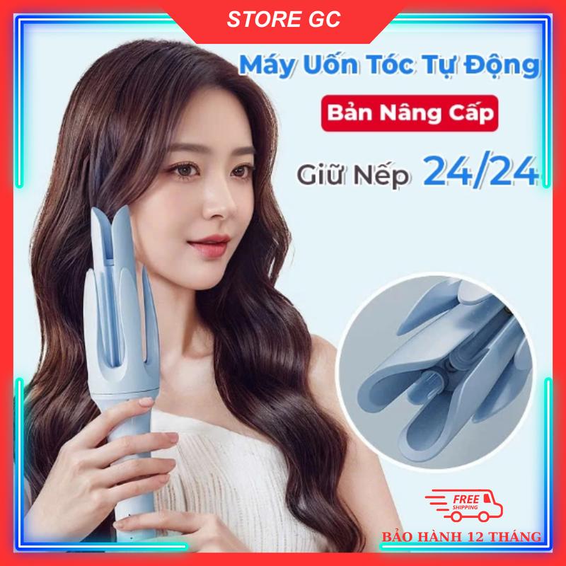 Máy Uốn Làm Xoăn Tóc Tự Động Xoay 360 Độ Có Nút Điều Chỉnh Nhiệt Độ Phù Hợp Giúp Bảo Vệ Tóc Tránh Hư Tổn Tóc