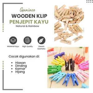 Guninco Wooden Clip Klip Kertas - Klip Penjepit Kayu - Klip Penjepit Kertas Catatan - Klip Penjepit Foto - Klip Kertas Aesthetic