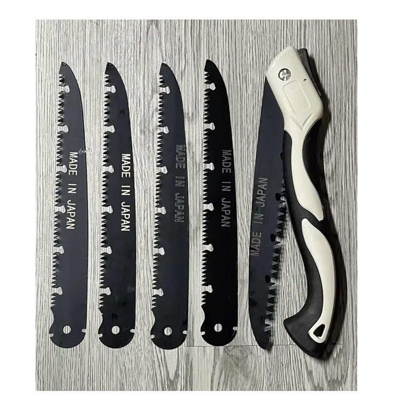 Bộ 9 món dụng cụ làm vườn, cưa gấp, cưa lách, kéo tỉa, kéo cắt, đá mài, lưỡi thay thế, lò xo 4