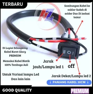 Premium Saklar Motor 3 Pin 3 Kaki ON OFF ON Kabel Bintik Selongsong karet kabel panjang kabel 30cm Good Quality