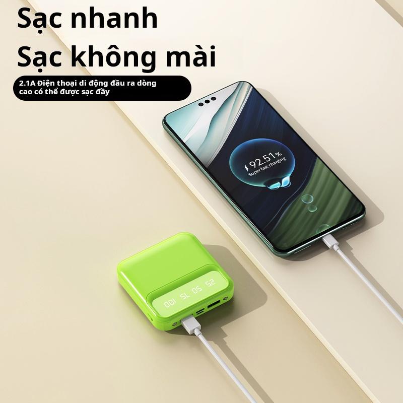 Pin dự phòng màn hình LED sạc di động nhỏ 10000mAh, sản phẩm cao cấp tương thích với iPhone và Android, thiết kế vuông cho du lịch hàng ngày-496