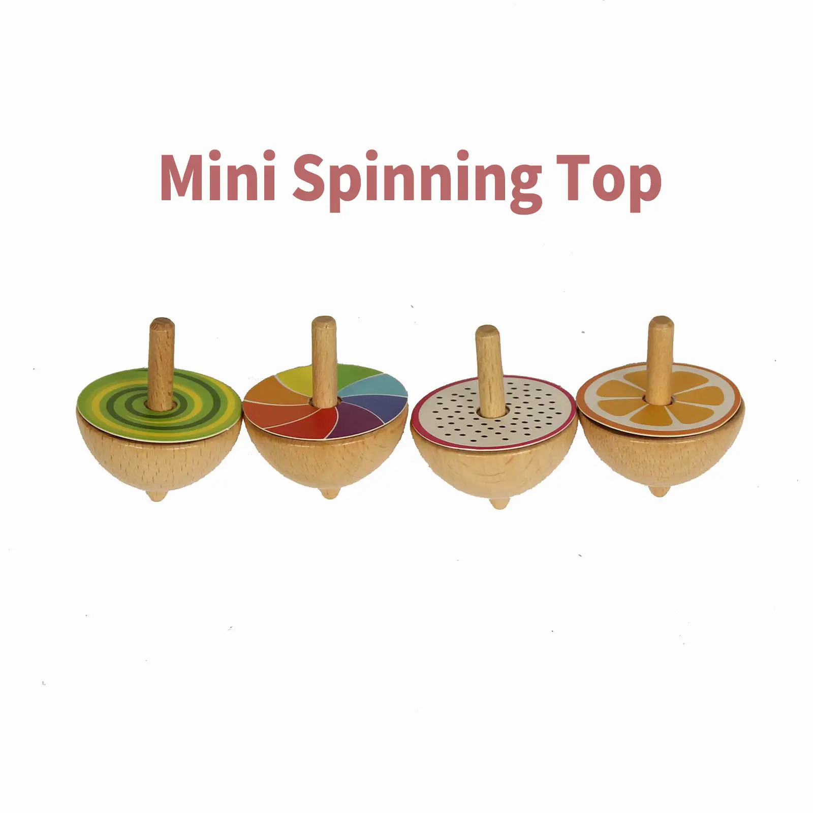 4pcs Wooden Mini Spinning Top with 4 pcs Replacement card Novelty Spinning Tops Wooden Fruits Spin Top Kindergarten Toys Fidget Spinner for Balance and Coordination Skills Party Games Gifts