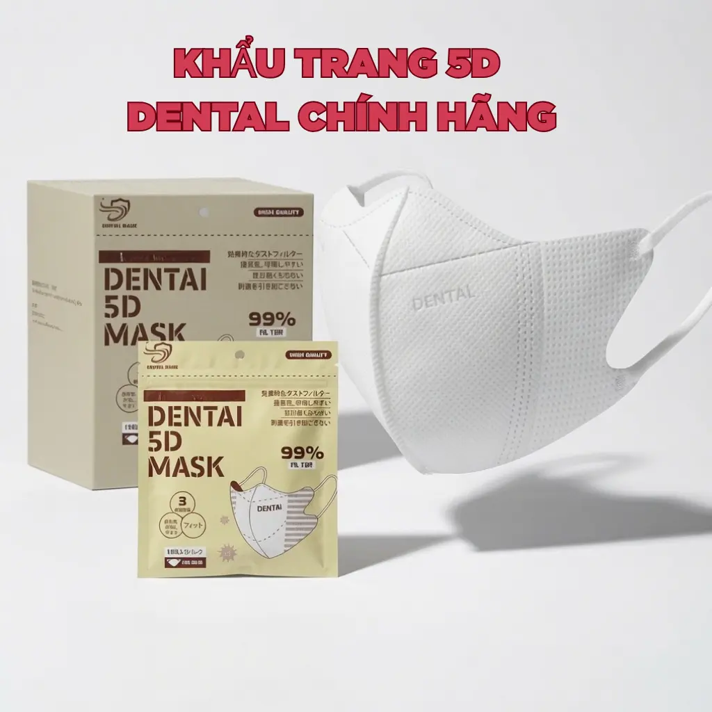 Thùng 500-300-200 chiếc khẩu trang 5D người lớn DENTAL MASK chính hãng cao cấp dày dặn chống tia UV