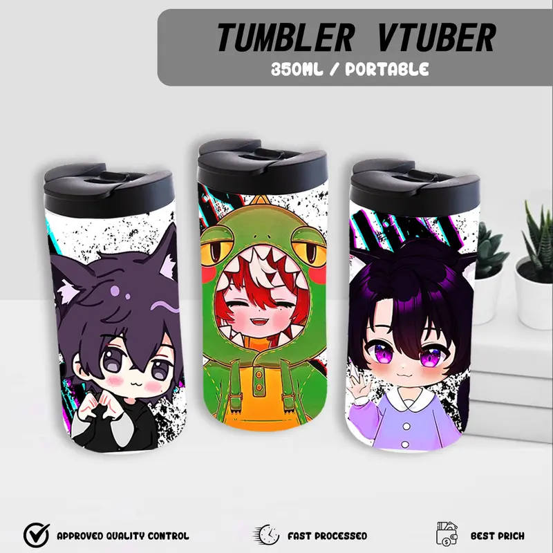 RP - PROMO 2 - TERMOS - BOTOL MINUM GELAS CUP TUMBLER TERMOS TEMPAT MINUM ANAK VTUBER SOL4CE HARRIS CAINE ARION MIK 2
