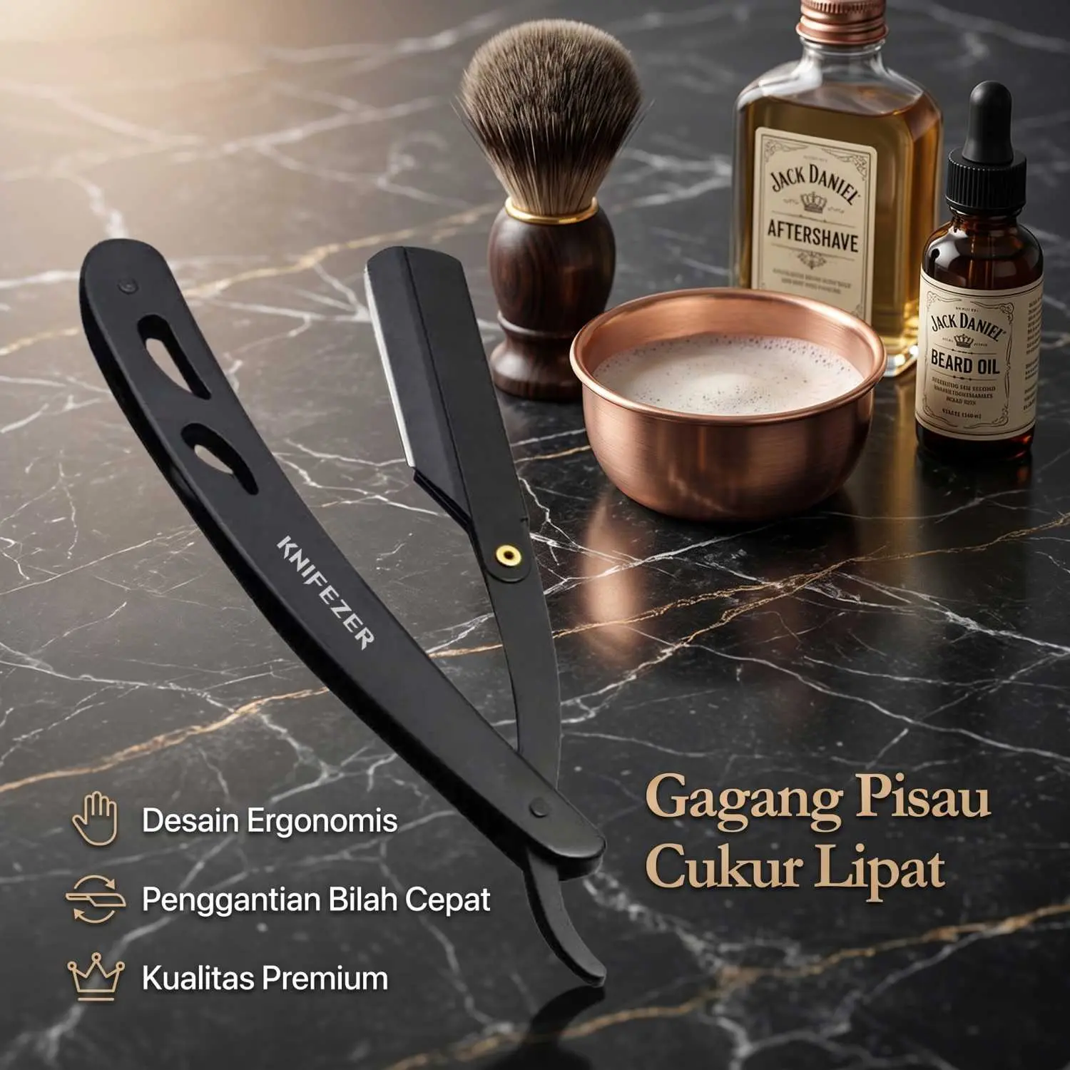 Gagang Pisau Cukur Lipat Barber Pangkas Rambut Razor Shaving Knife