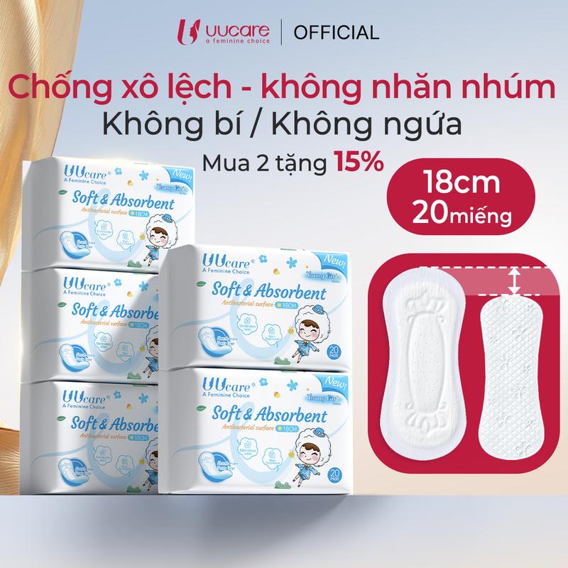 [Combo 5 gói] Băng Vệ Sinh UUcare Singapore Young Girl Hàng Ngày 18cm 20 Miếng/Gói.  mềm mại, thấm hút, chống tràn, mang lại cảm giác dễ chịu. bvs không mùi(Che tên sản phẩm khi giao) Women