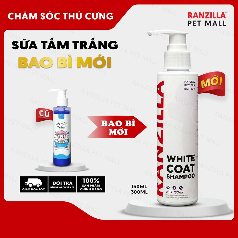  Sữa Tắm Trắng Dành Cho Chó Mèo Ranzilla Pet Care - Giảm Ố Vàng Xỉn Màu Lông Giúp Bật Tông Màu Trắng 150ml 300ml 