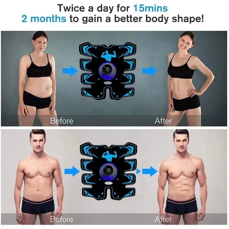 USB Rechargable Muscle Massager ABS Arm 3 IN 1 Trainer Pad Wireless Smart Fitness Abdominal Training Electric Body