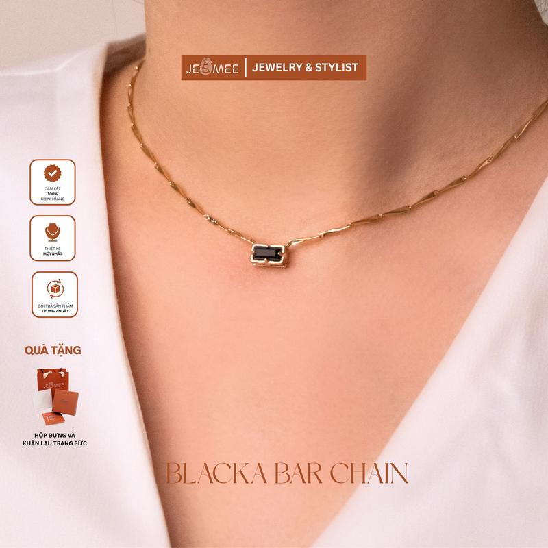 Vòng Cổ Nữ Mặt Đá Đen Thanh Xoắn Vát Blacka Bar Chain Jesmee - N2884 dây  chuyền day  chuyen