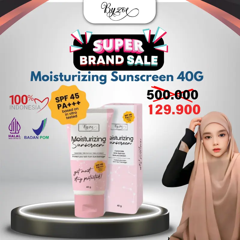 [EKSLUSIF BU OWNER] Byzoe DNA Salmon Sunscreen and Moisturizing SPF 45PA+++ Barrier Repair Protection Glowing and Brightening Ceramide Extract Mencerahkan Facial Niacinamide Perawatan Wajah. 1
