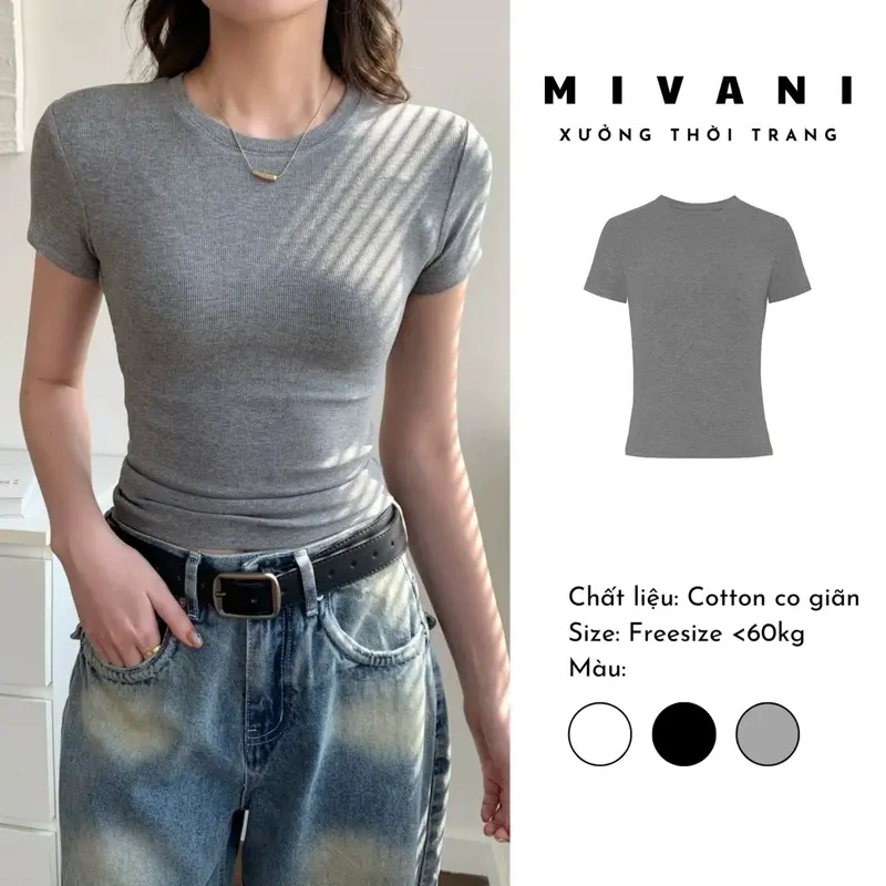 (Combo 2 chiếc) Áo thun trơn form ÔM MIVANI đủ màu basic chất liệu thun con giãn 4 chiều fit dáng siêu đẹp