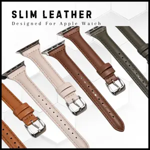 [TALI JAM] Slim Leather Strap for iwatch Series 11 10 9 8 7 6 5 4 3 2 1 SE and Apple Watch Ultra 3/2/1 49mm 46mm 45mm 44mm 42mm 41mm 40mm 38mm Accessories Kulit Wanita Ladies Small Smart Watch Band UZO