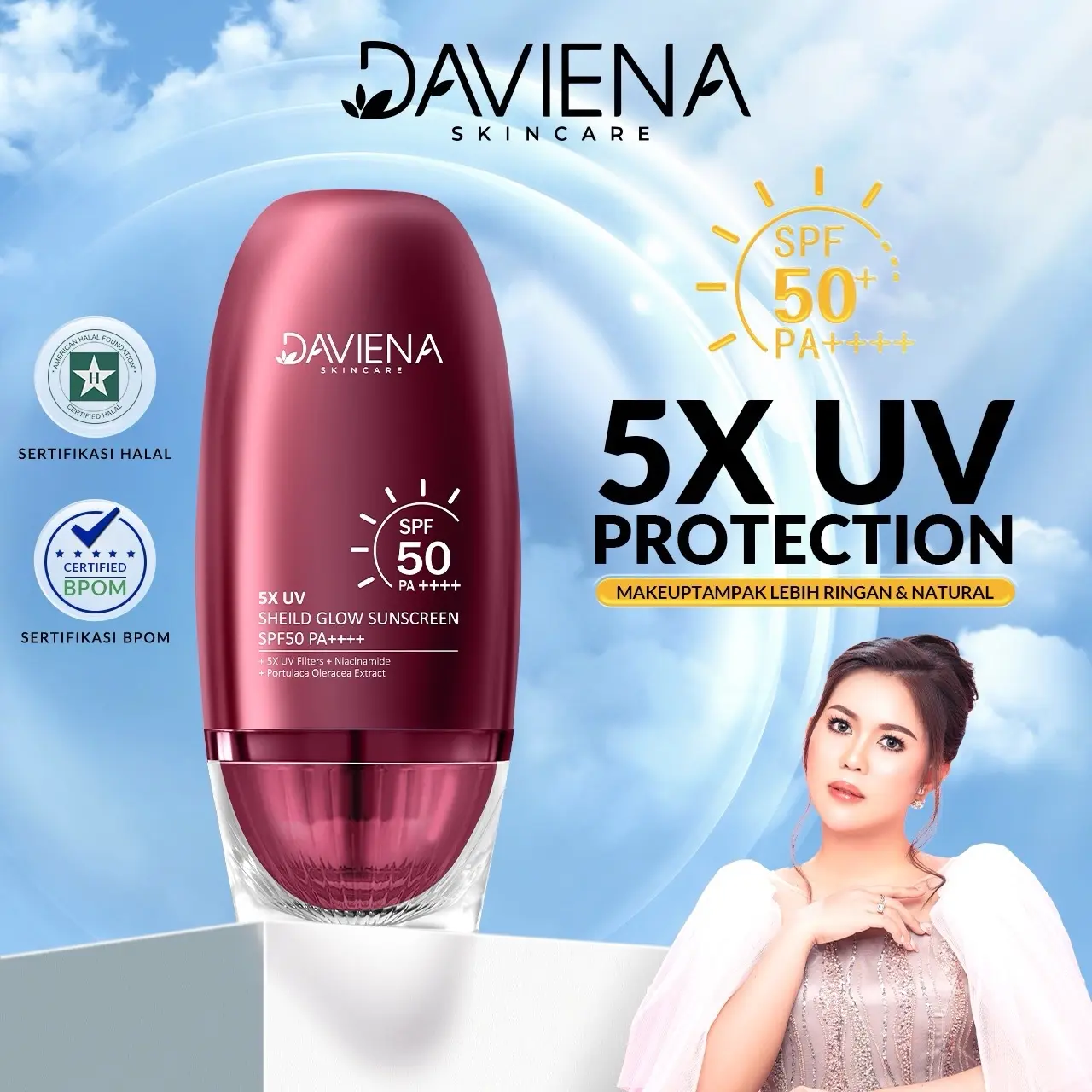 SUNSCREEN DAVIENA SKINCARE SPF 35 dan SPF 50 Semua Jenis Kulit Losion