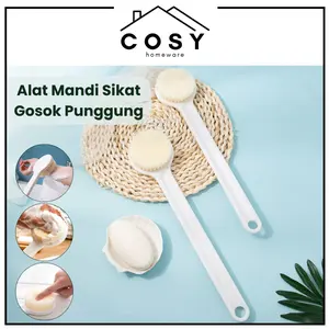 COSY Alat Mandi Sikat Gosok Punggung Dengan Gagang Panjang Sikat Mandi Brush Shower Puff Putih