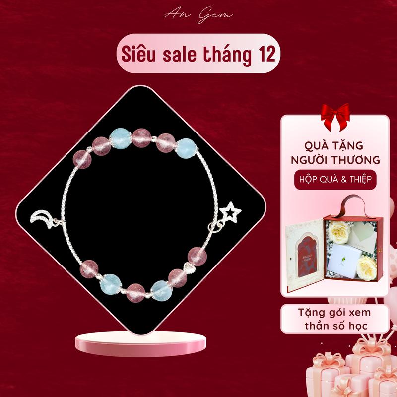  Vòng tay nữ Lunessa - Đêm đầy sao lấp lánh - Bạc S925 An Gem Đá tự nhiên MIX CHARM TRĂNG SAO lắc tay nữ đẹp bạc thật đá phong thủy phụ kiện xinh xinh đeo tay nữ  TẶNG GÓI XEM THẦN SỐ HỌC  