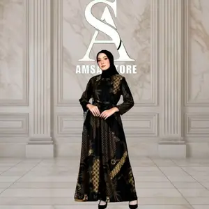 { BEST SELLER } BATIK GAMIS ABAYA PEKALONGAN TERBARU TERLARIS MOTIF KEMBANG MAHESA HITAM  Muslim Lebaran syari Nyaman Katun