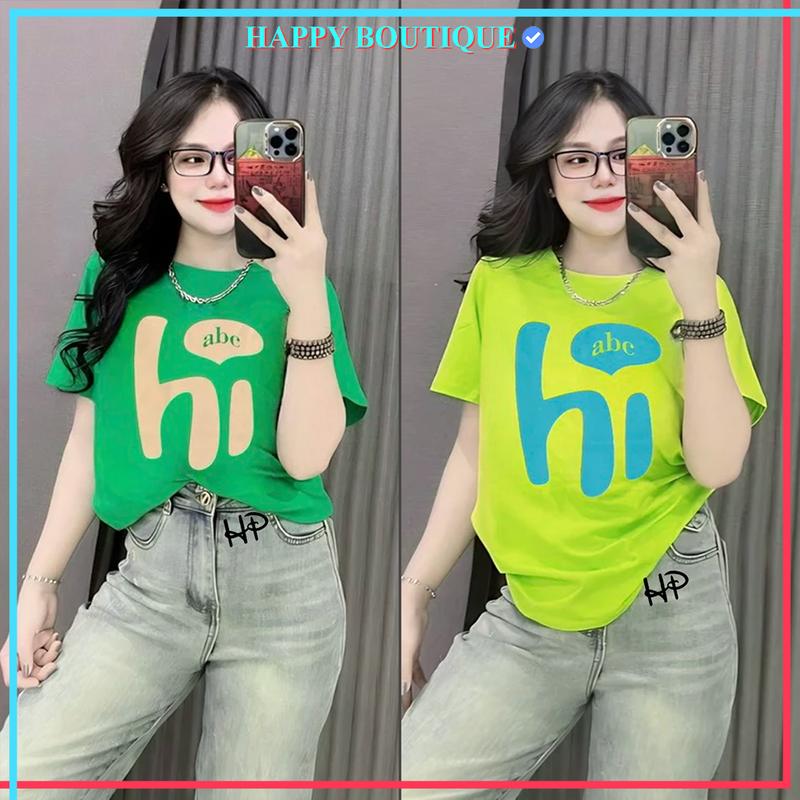 40~70kg Áo Thun Thái Nữ Cotton Mã A70 Mặc Đơn Đôi Nhóm Hi abc Top Mềm Mịn Mát Women Cổ Tròn có thể giặt máy ngày nghỉ