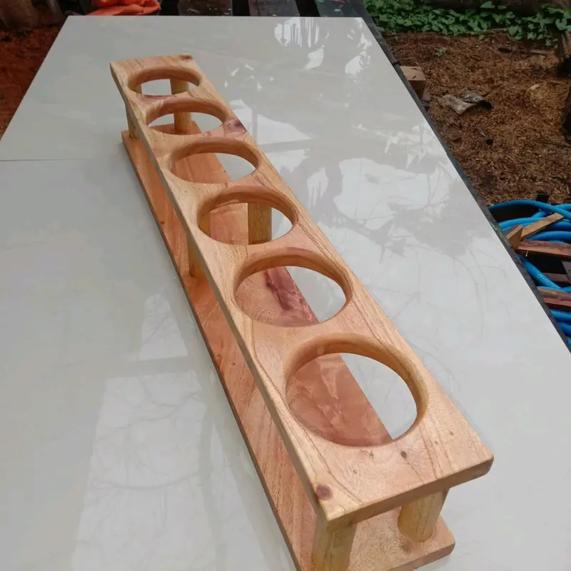 Rak Tempat Botol tingkat 8 lobang Diameter  Lobang 8 cm Alat Dapur Gelas Kayu 4