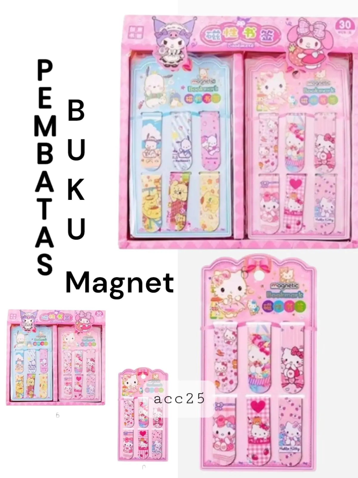 Pembatas Buku isi 6 pcs Motif Cartoon Penanda Buku Magnet Bookmark Stationery