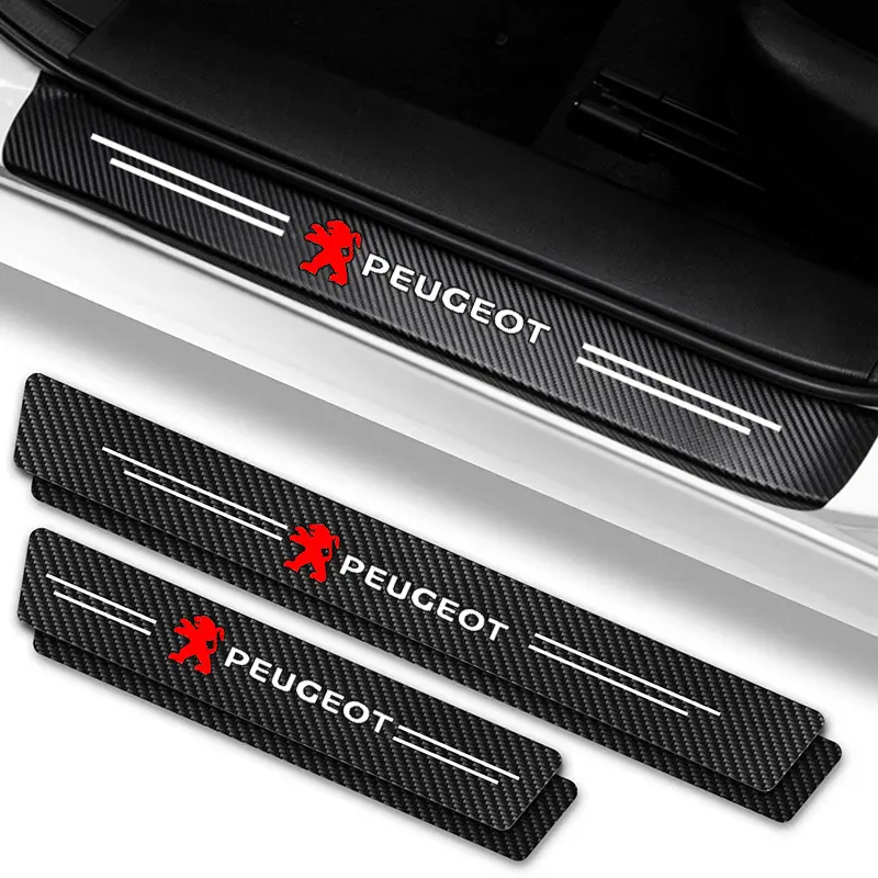 Suitable for Peugeot 301 306 307 308 5008 2008 607 3001 208 Car Door Sill Sticker Anti-Scratch Carbon Fiber leather Sticker Trunk Protector Stickers