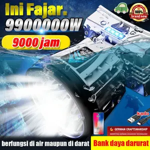 penyinaran 10.000 meter senter kepala tahan lama 50 jam Sangat terang senter kepala jarak jauh Anti Air Jarak Jauh senter super terang kepala senter kepala super terang darurat stong light Headlamp senter100000 lumens ori lampu senter kepala