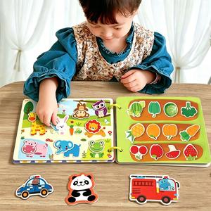 Libro de Actividades de Aprendizaje Temprano Colorido, 1 Set de Juegos de Rompecabezas y Calcomanías Desgarrables, Utilizado para el Desarrollo Cognitivo, Atención y Coordinación Mano-Ojo