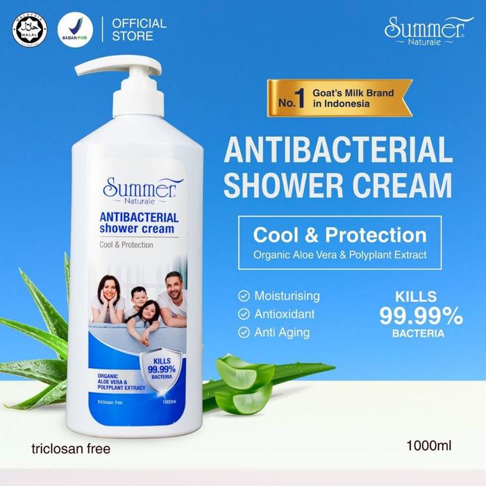 Gambar Summer Naturale - Body Wash Anti Bacterial Shower Cream Sabun Mandi Cool & Protection Pump 1000 ml dari Summer Naturale Indonesia Kota Medan Tokopedia