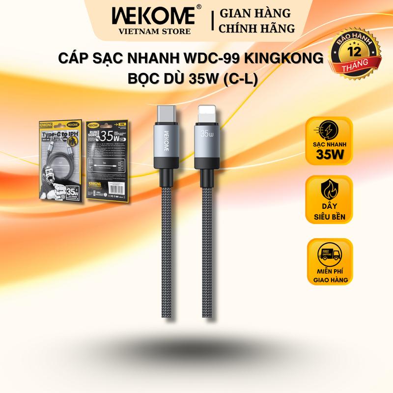 CÁP SẠC NHANH WEKOME WDC-99 KINGKONG BỌC DÙ 65W (C-L)